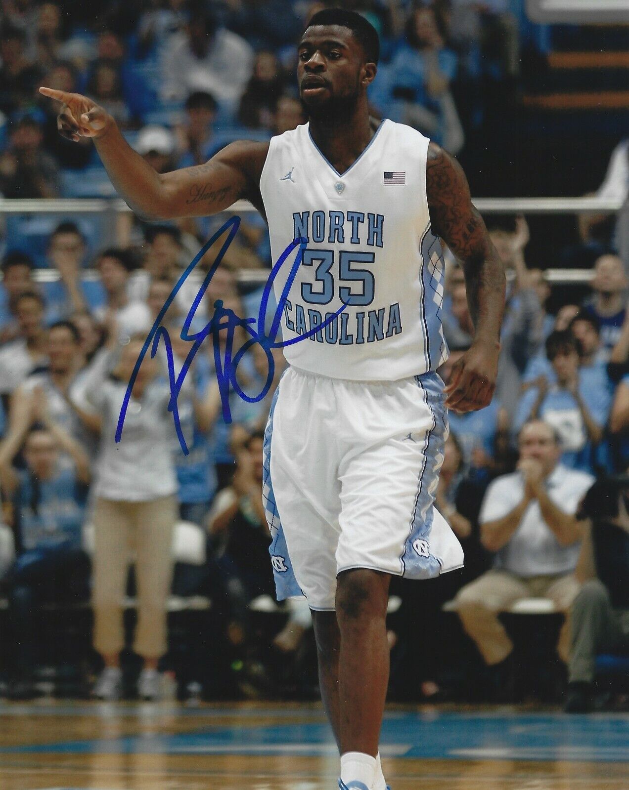 Autographed REGGIE BULLOCK UNIVERSITY OF NORTH CAROLINA 8x10 Photo Poster painting