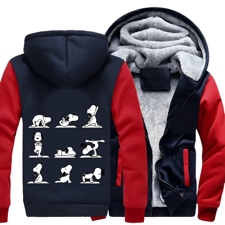 Snoopy Different Yoga Poses, Snoopy Fleece Jacket