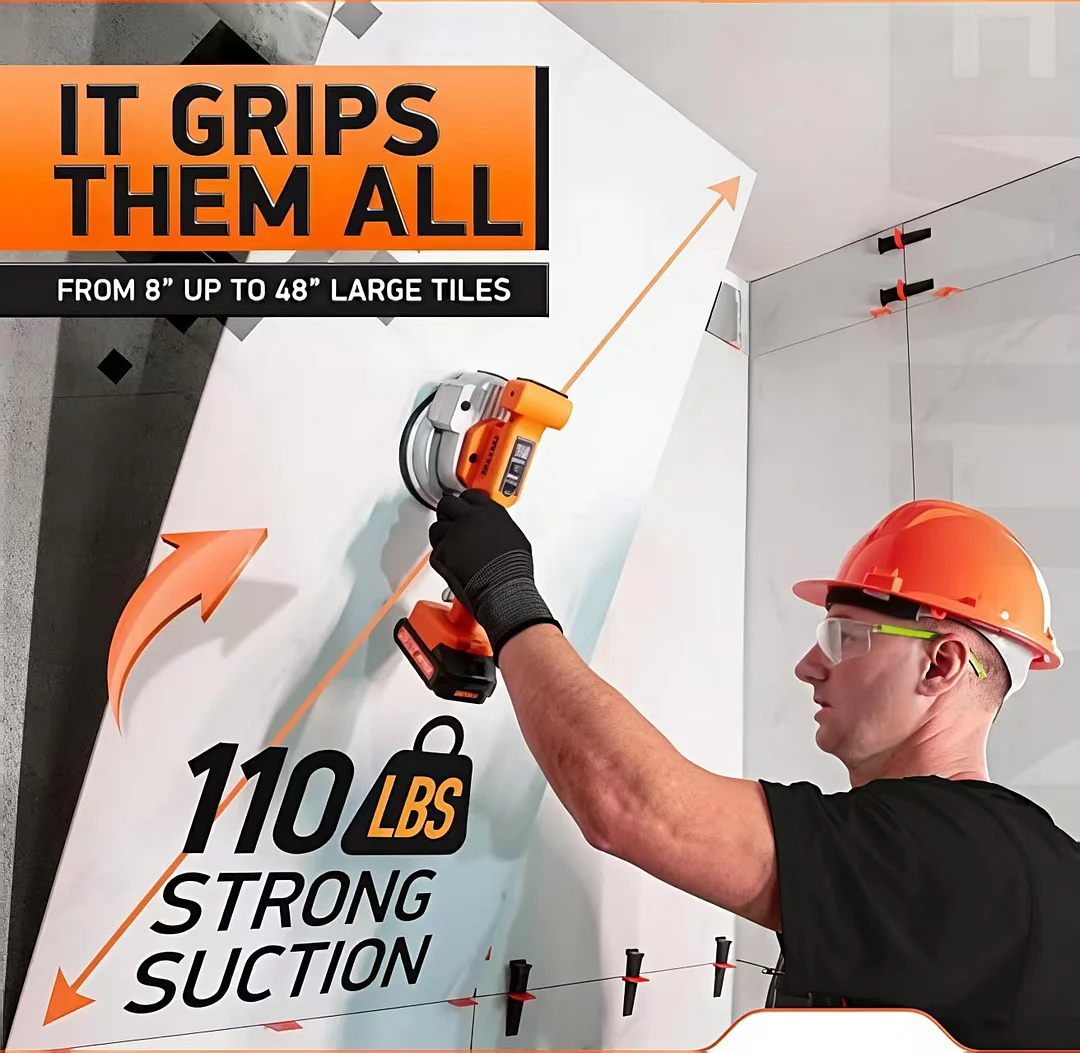 يمكن استخدام أحدث جهاز اهتزاز البلاط ثنائي الجانب في العالم (يهتز 10000 مرة في الدقيقة) لتسوية الرخام والسيراميك وأحجار الرصف والخرسانة.