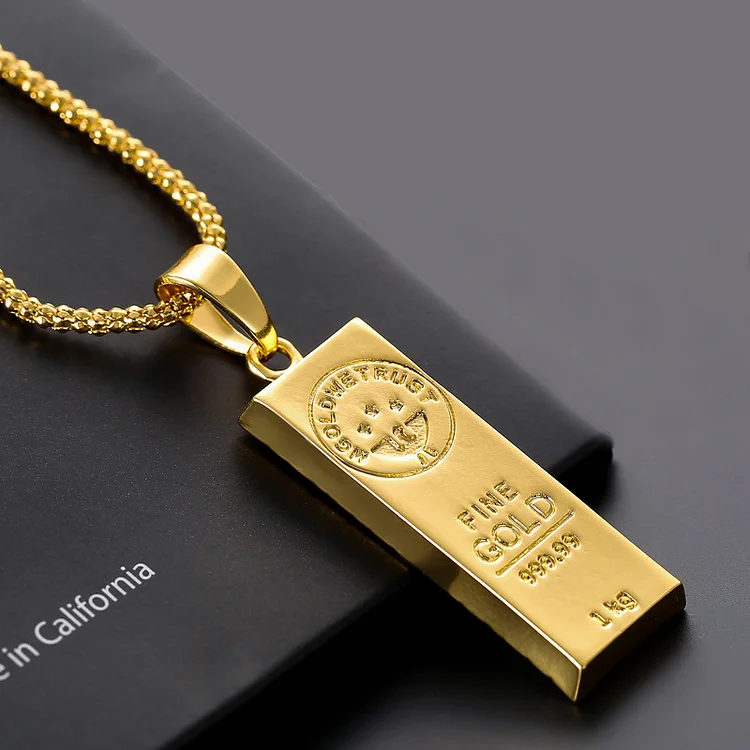 Personality Creative MGOLD WE TRUST Gold Bar Pendant Necklace Hip Hop Fashion Couple Alloy Necklace Valentine's Day Gift_ viptrois