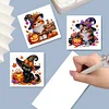(US Only)6PCS DIY Halloween Cat Diamond Art Greeting Cards for Halloween and Holidays