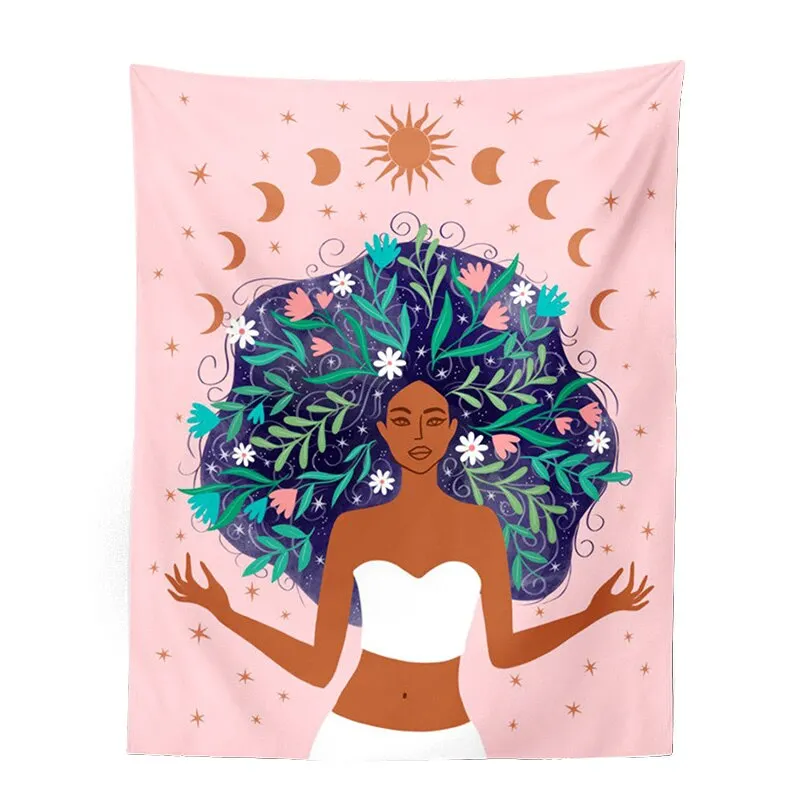 Indian Moon Phase Girl Mandala Tapestry Wall Hanging Boho decor macrame hippie Witchcraft Tapestry wall decoration cloth