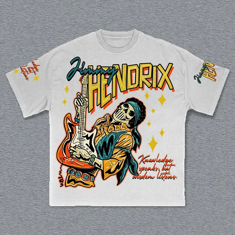 Hendrix Fashion Guitarist Graphic Cotton T-Shirt