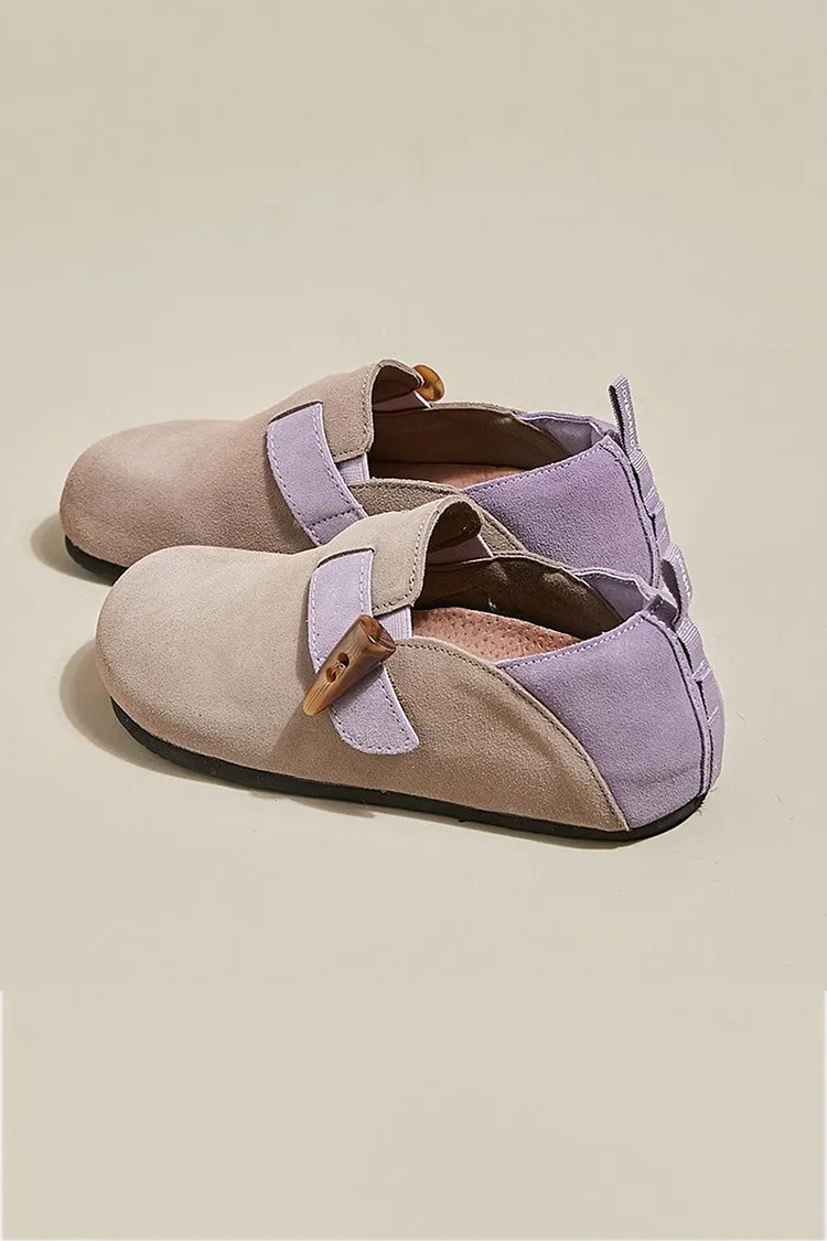 Suede Color Patchwork Slip-on Flats