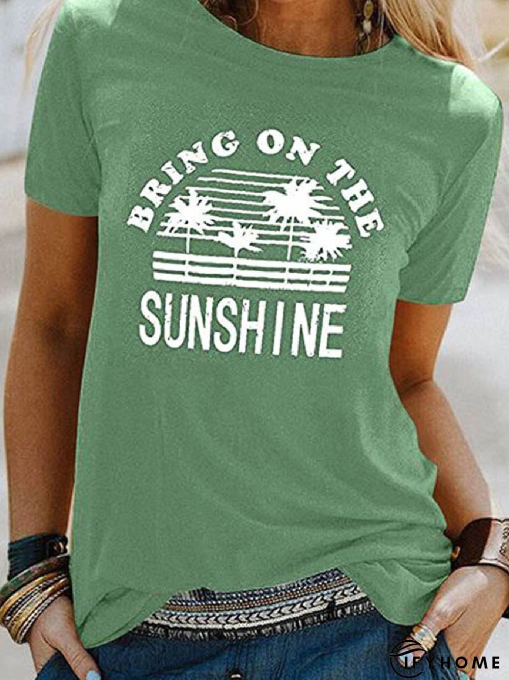 Casual Floral-Print Letter Short Sleeve T-shirt | IFYHOME