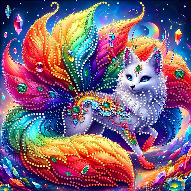 Colorful Fox 30*30cm (Canvas) Special Shaped Drill Diamond Painting gbfke