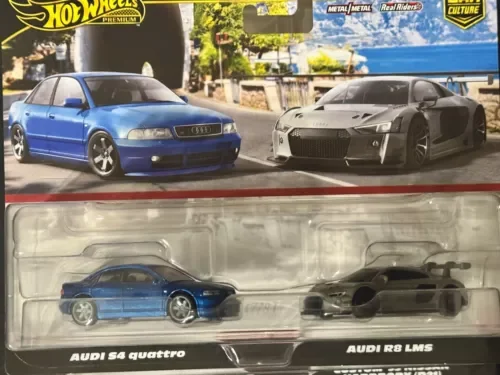 Dronehint 2024 Hot Wheels Premium Car Culture Twin 2 Pack Audi S4 Quattro & Audi R8 LMS Toy
