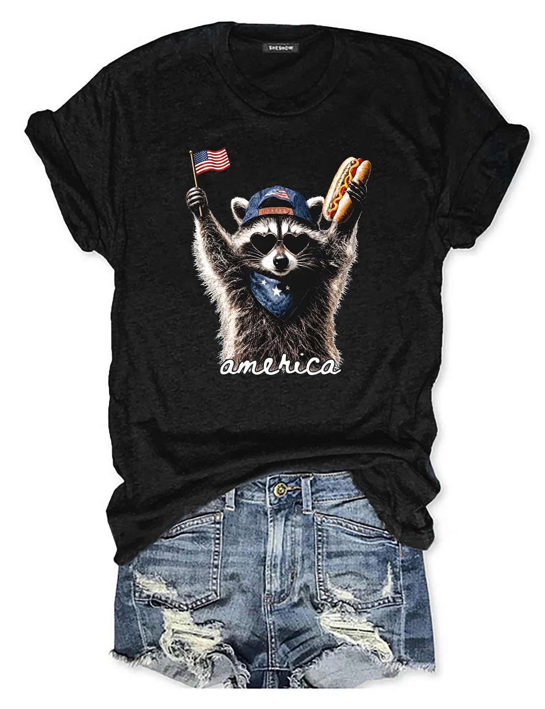 America Patriotic Raccoon T-shirt