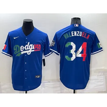 Men's Los Angeles Dodgers #34 Toro Valenzuela Royal Mexico Cool Base Stitched Baseball Jersey YK4R