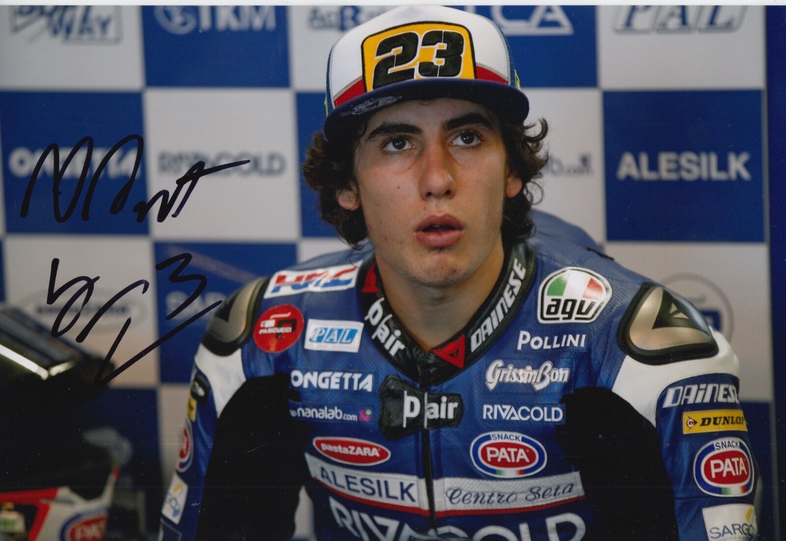 Niccolo Antonelli Hand Signed 12x8 Photo Poster painting Ongetta Honda 2016 Moto3 MOTOGP 1.