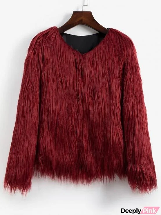 Faux Fur Shaggy Style Plush Fluffy Coat