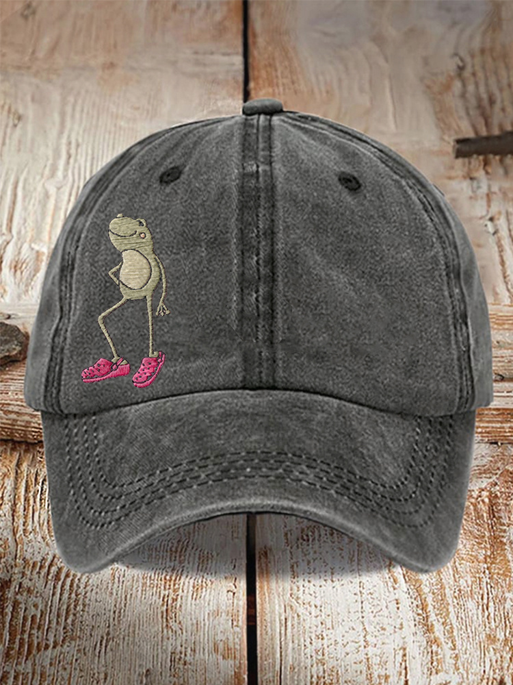 Comstylish Funny Frog Embroidery Pattern Hat