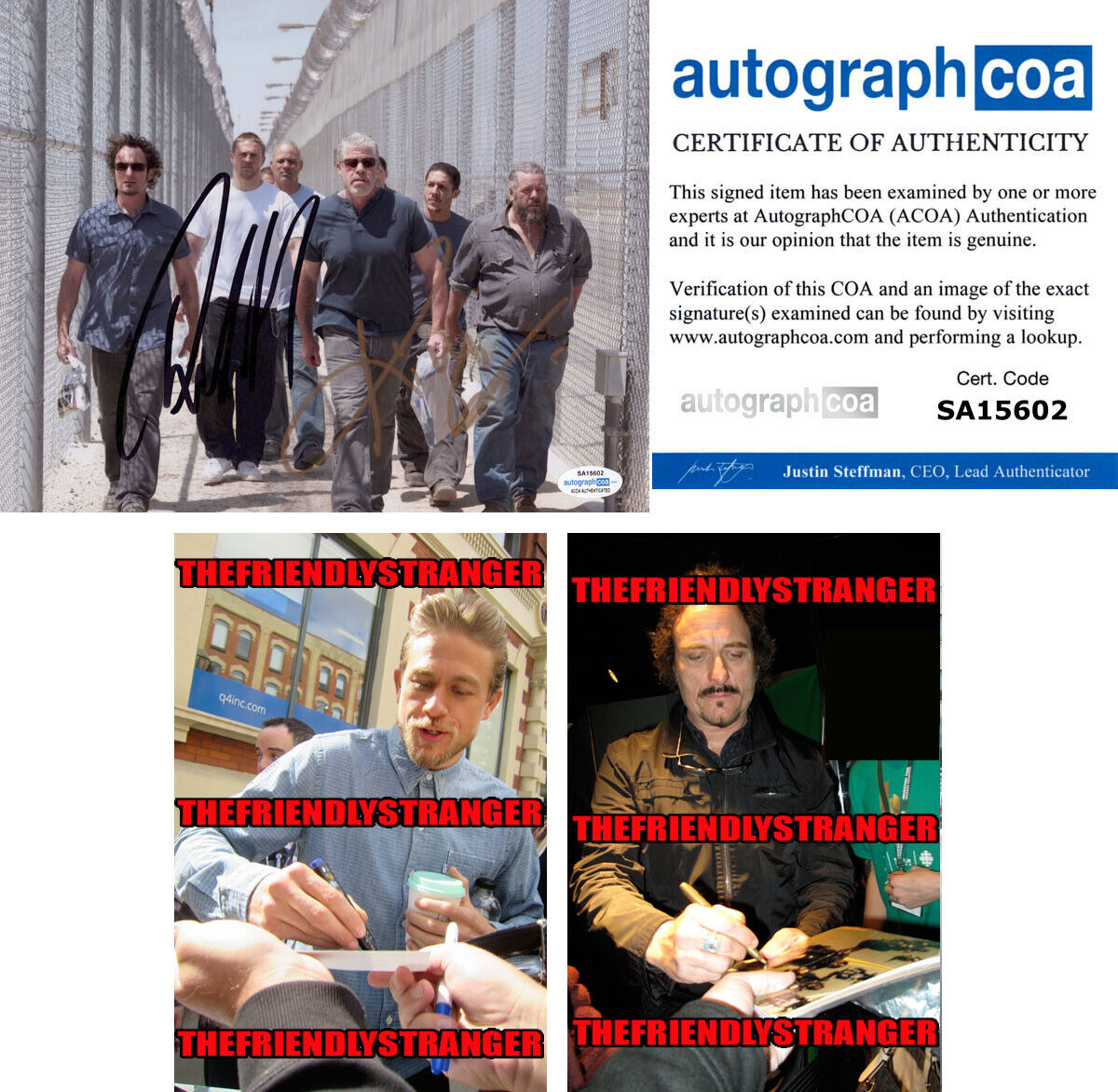 CHARLIE HUNNAM & KIM COATES signed SONS OF ANARCHY