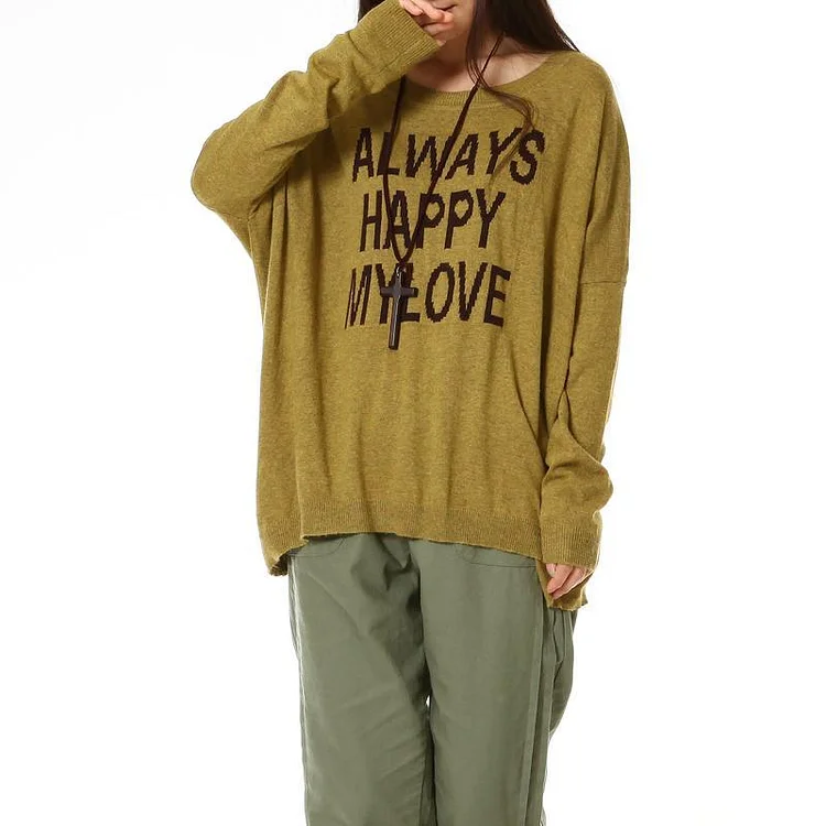 Olive women sweaters Always Happy Mylove