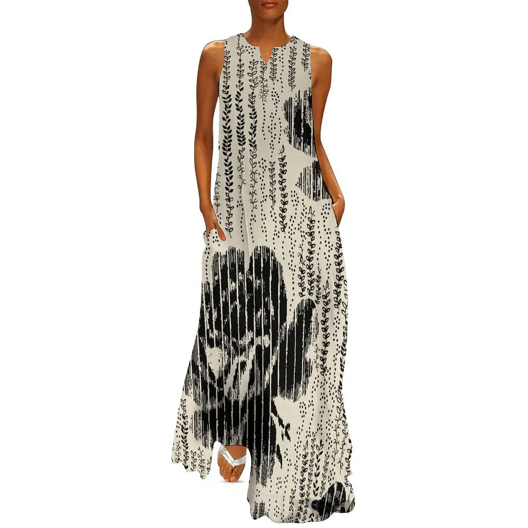 Style & Comfort for Mature Women Plus Size Printed Sleeveless Casual Women Maxi Dress with Pockets in Pattern Floral, Striped, Black