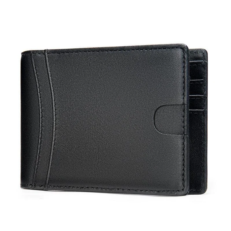 Men's Classic Business Solid Color Mini Leather Wallet