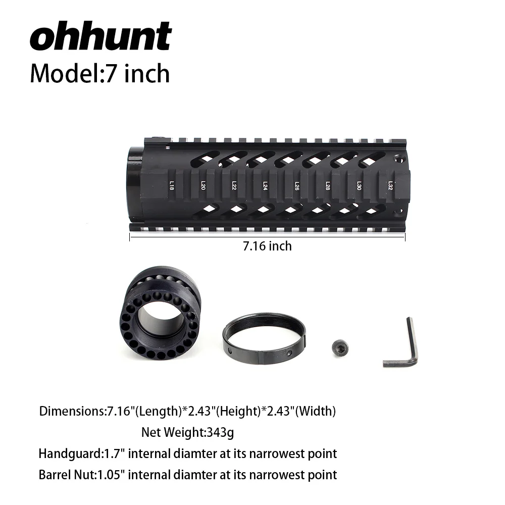 ohhunt ® Free Float Quad Rail Handguard AR15 / M4