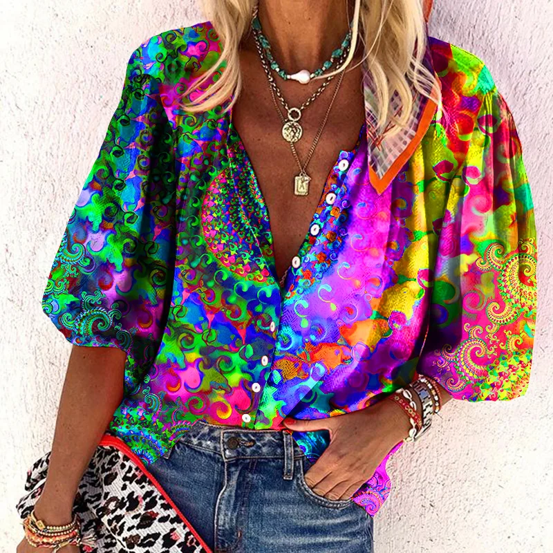 Ladies Mandala Tie Dye Printed Shirt