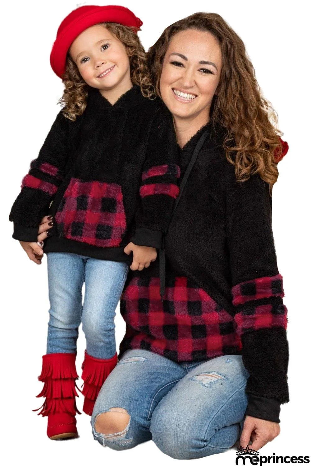 Mommy and Me Buffalo Plaid Hoodie Sweater