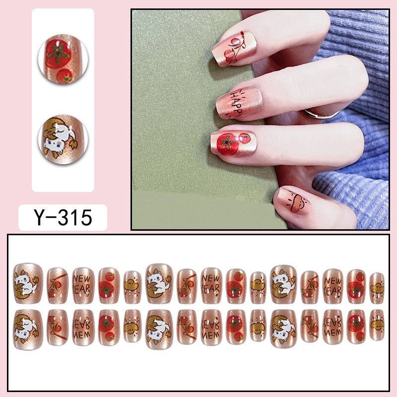 Sweet Color Block Heart Shape ABS Press-on Nails 1 Set