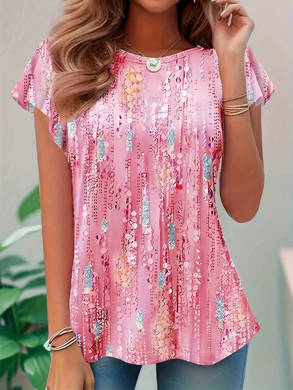 Women Half Sleeve V-neck Solid Color Dress