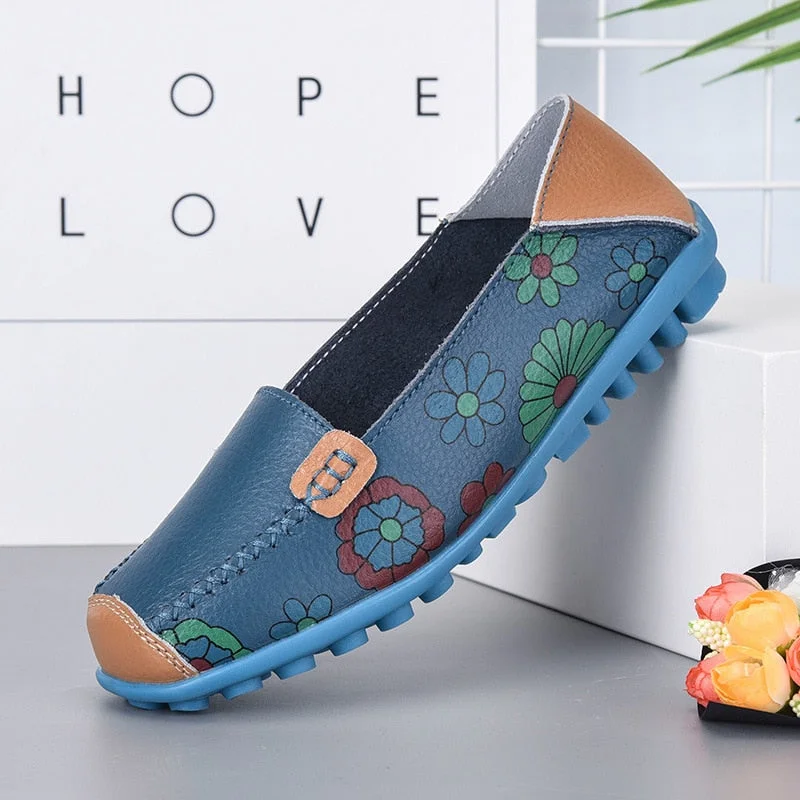 Fashion Women's Loafers Flower Printed Flat Shoes Sweet Slip On Casual Woman Flats Leisure Walking Ladies Shoes Chaussure 2021