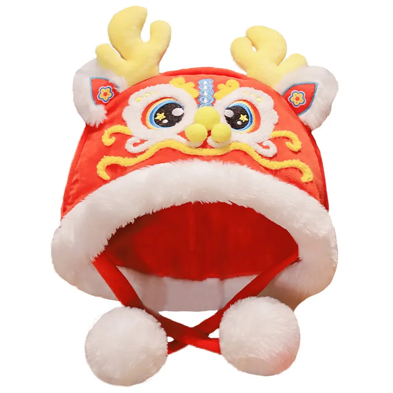 Cute Lion Dance Plush Hat
