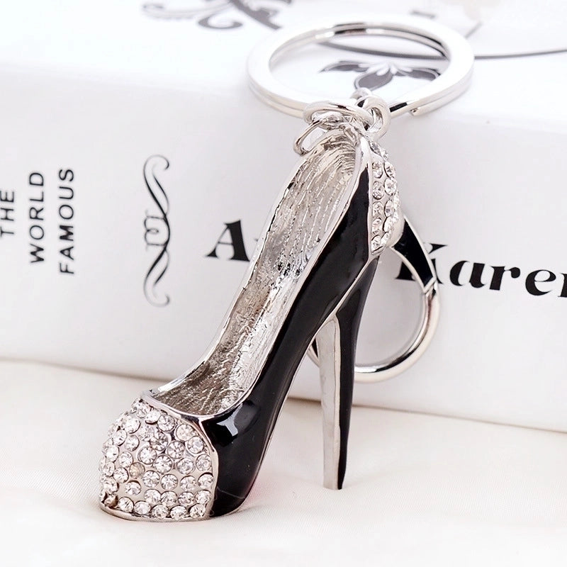 Elegant Lady High Heel Metal Inlay Rhinestones Women’s Bag Pendant Keychain