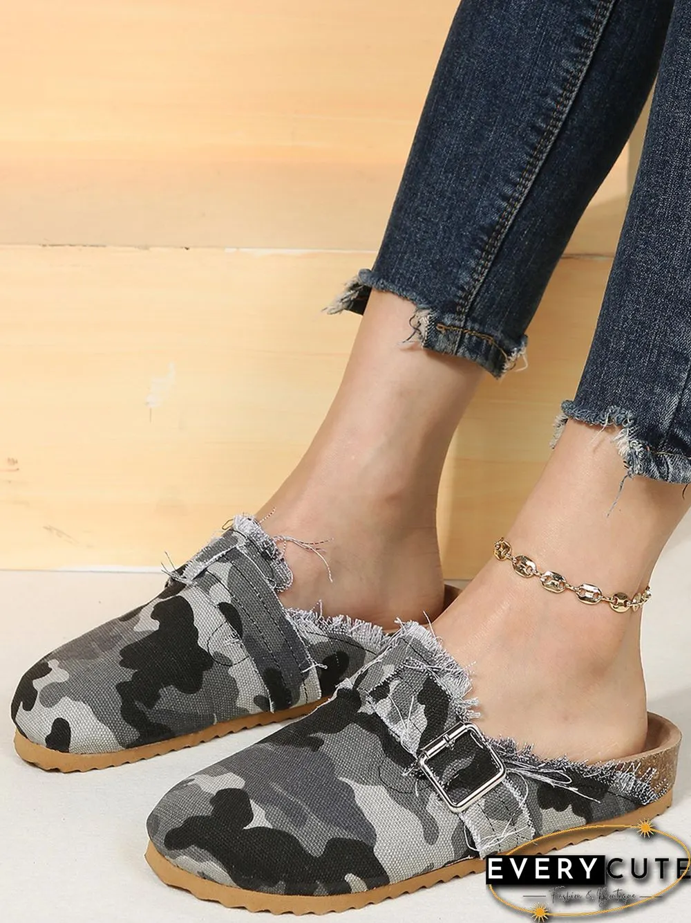 Camo Print Canvas Adjustable Buckle Slides
