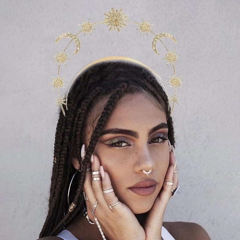 Vintage Style Sun Moon Alloy Hair Band