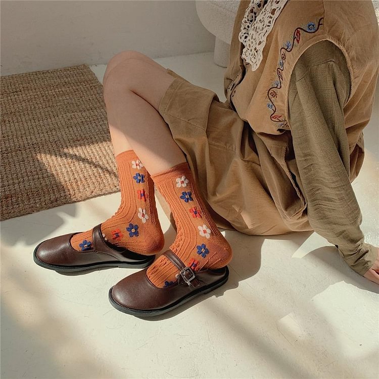 Fairy Tales Aesthetic Cottagecore Fashion Vintage Floral Socks QueenFunky