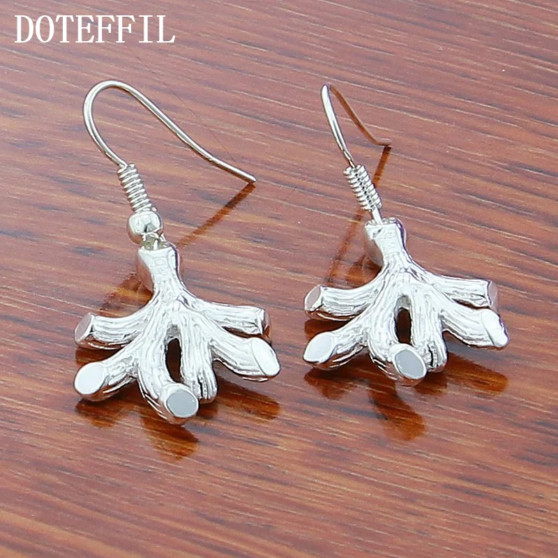 DOTEFFIL 925 Sterling Silver Coral Drop Earrings For Woman Jewelry