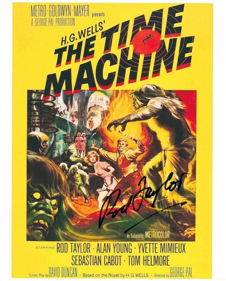 ROD TAYLOR signed THE TIME MACHINE color 8x10 w/ coa HG WELLS SCI-FI MINI-POSTER