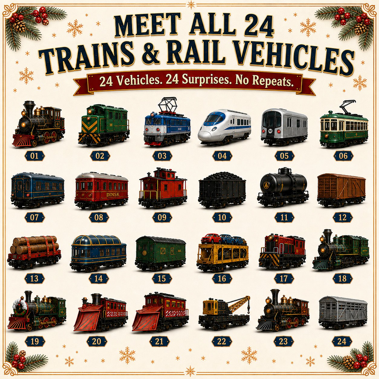 Rail vehicle advent calendar collection