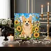 Sunflower Corgi 3D Bead Art Kit DIY Pearls Diamond Painting Animal Pattern Framed Canvas Home Wall