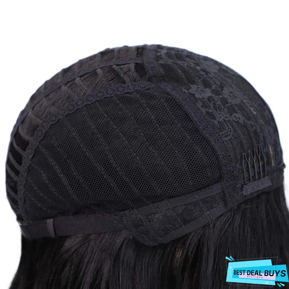 Women's Short Curly Hair Wig Headgear with Bangs Wigs Chemical Fiber Wig Headgear