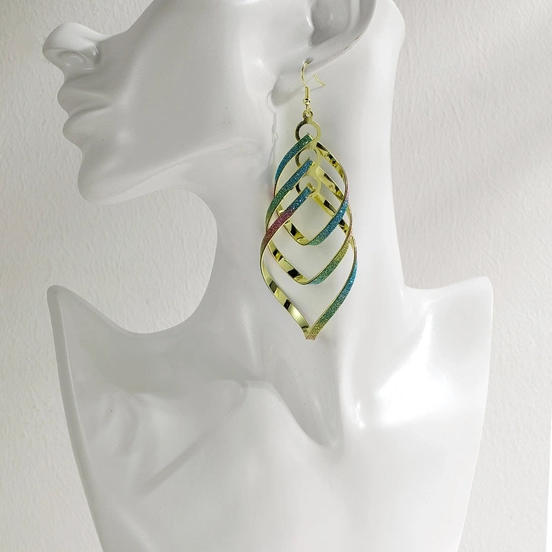 Fashion Pop Rock  Personality Earrings Earrings Golden Multi-layer Peach Heart Frosted Earrings Women