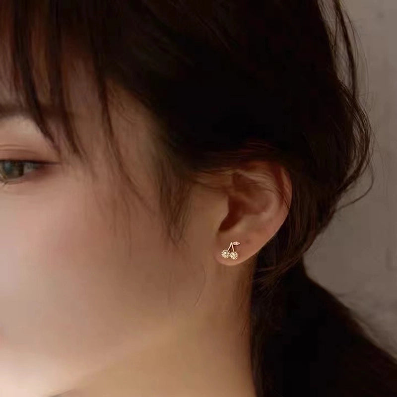 1 Pair 925 Sterling Silver Artificial Gemstones Fruit Ear Studs