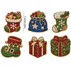 6PCS Stocking and Gift Pack DIY Pearl Diamond Painting Christmas Fridge Magnets, Sparkling Rhinestone Refrigerator Magnet Craft Kit for Home Decor & Gifts