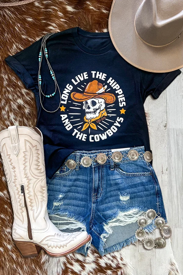 Casual Long Live Hippies & Cowboys T-Shirt