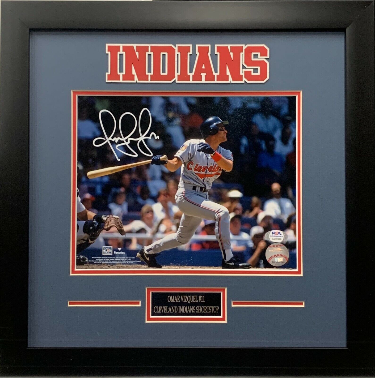 Omar Vizquel autographed signed framed 8x10 Photo Poster painting Cleveland Indians PSA COA