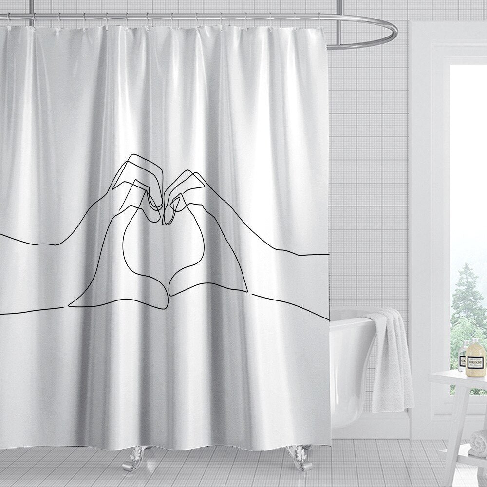 New Europe Simple Lines Waterproof and Mildew Proof Shower Curtain Perforated Printing Shower Curtains Bathroom Curtain Rugrats