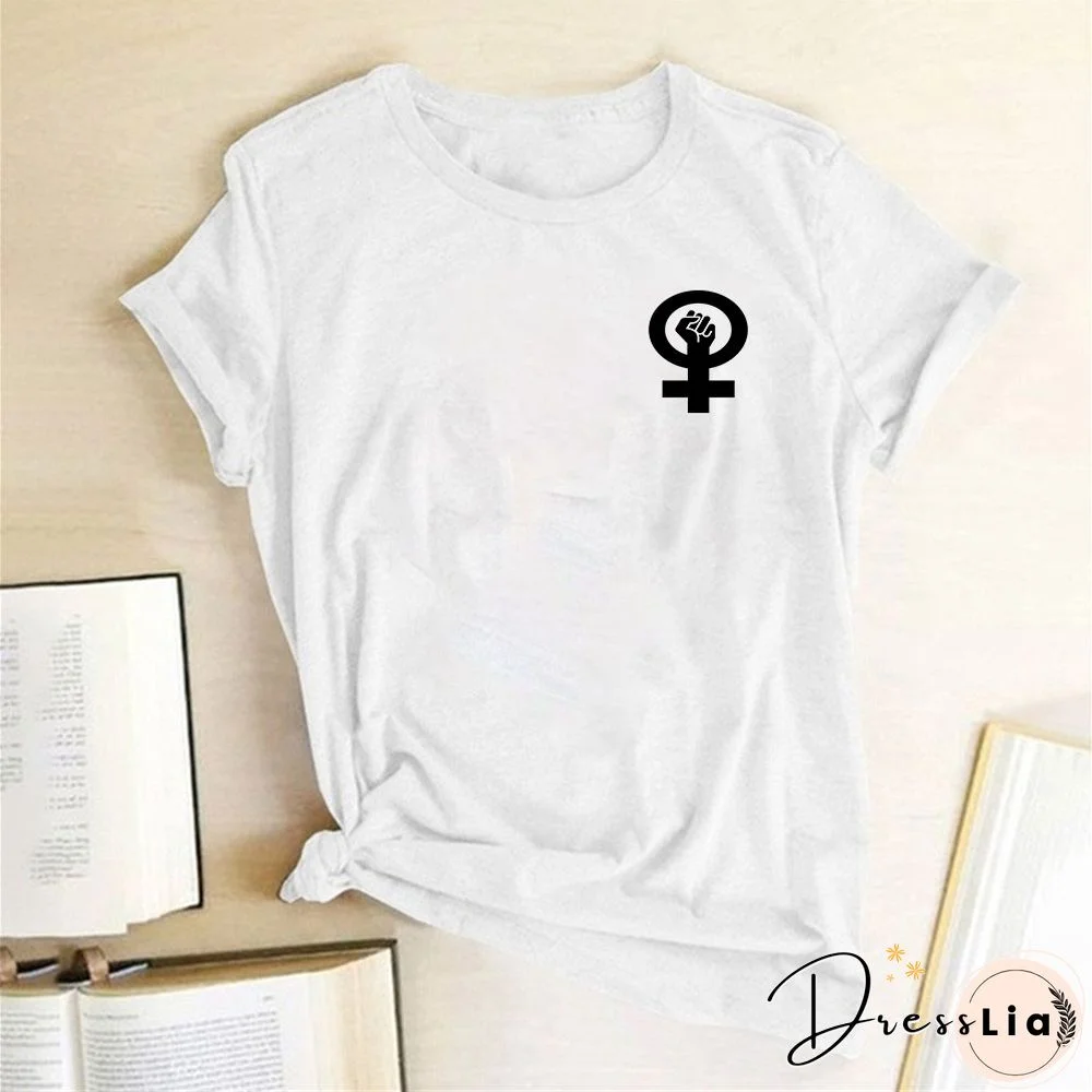 Feminist Women Tshirt Fist Chest Label Print Casual Funny Summer T ShirtFor Lady Girl Tops Tees Hipster Drop Ship Clothes
