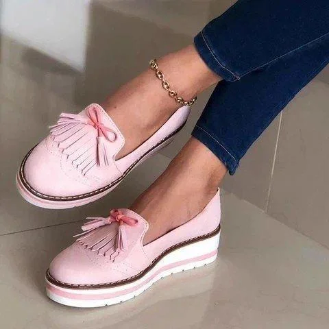 2021 Round Toe PU Ladies Loafers Shoes Slip on Rubber Platform Shoes Women Vulcanized Shoes Woman Autumn Sneakers Female Wedges 1113-1