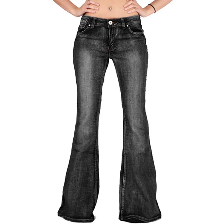 Vintage Washed Flared Jeans  artssus