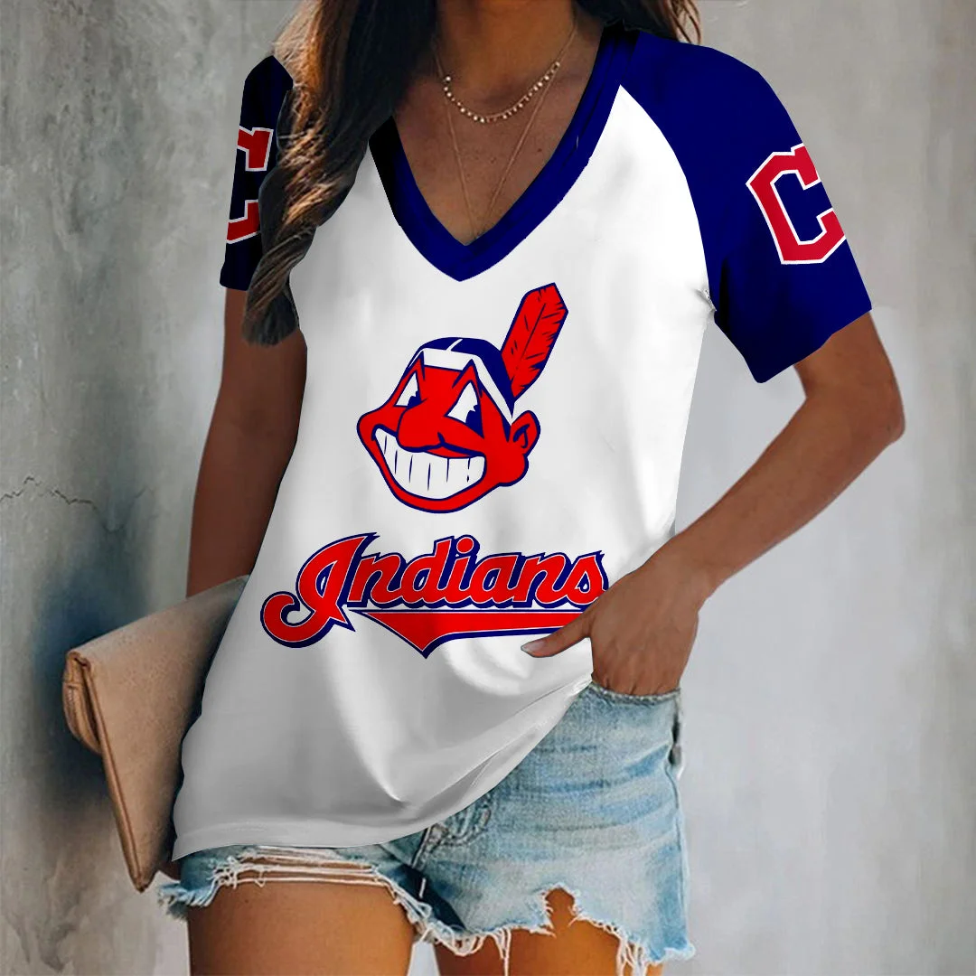 Women's Printed Short Casual V-Neck T-Shirt