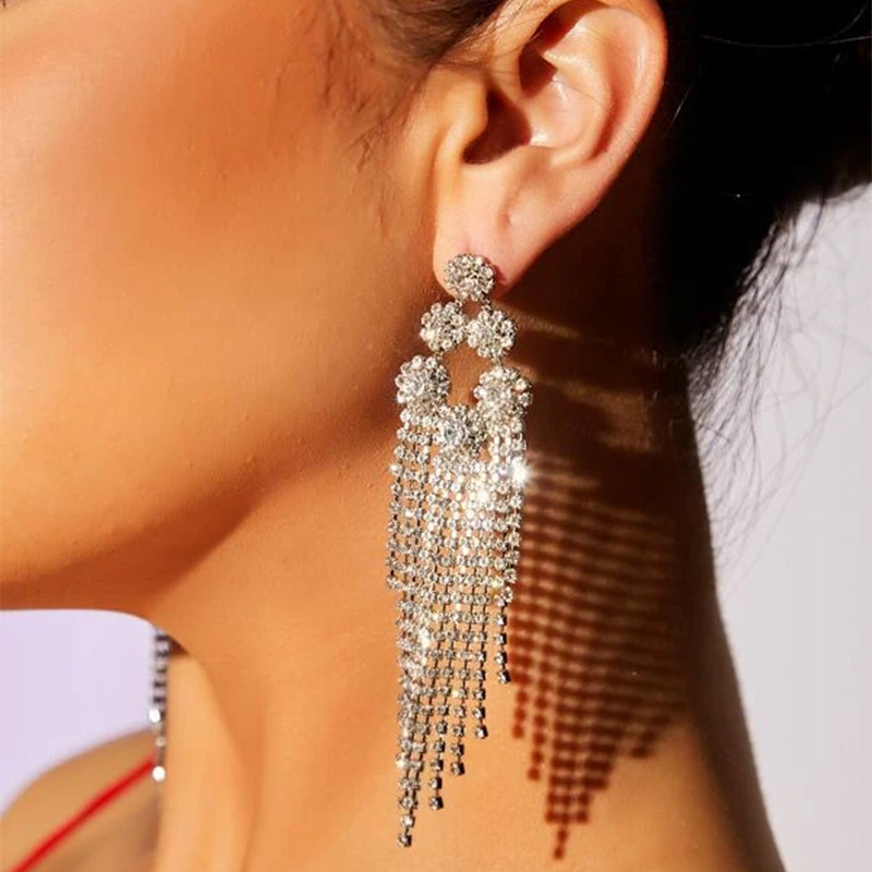 Full Rhinestone Tassel Dangle Earrings | Oxredo Shop Ramadan Sale