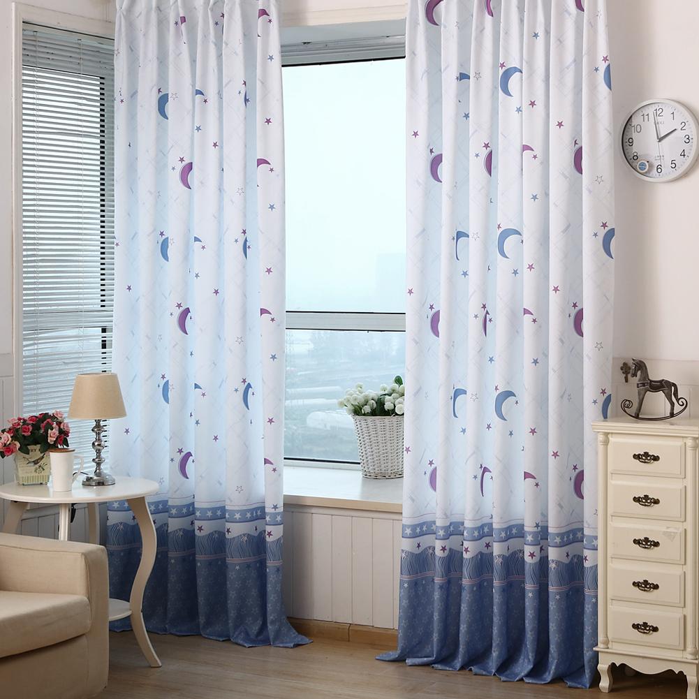 

ome Xmas Decor Living Room Bedroom Pastoral Moon Print Sheer Window Curtain, 501 Original
