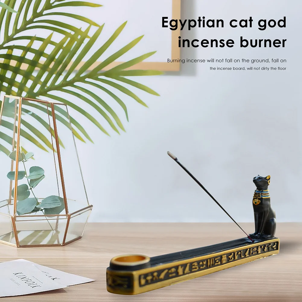 Egyptian Mythology Bastet Cat Resin Craft Incense Burner Holder Censer Base