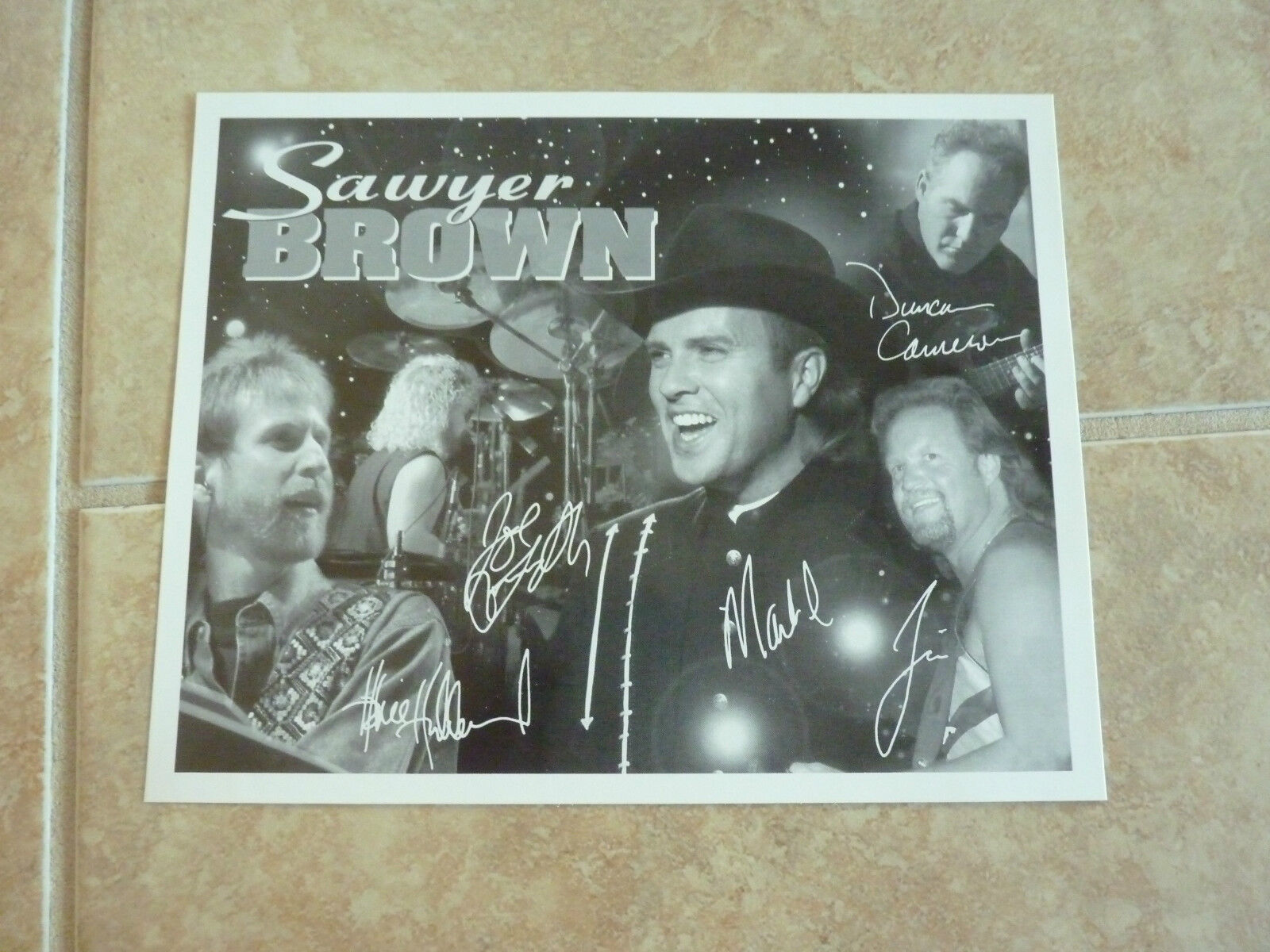 Sawyer Brown 8x10 Photo Poster painting B&W Country Music Fan Club Picture Page
